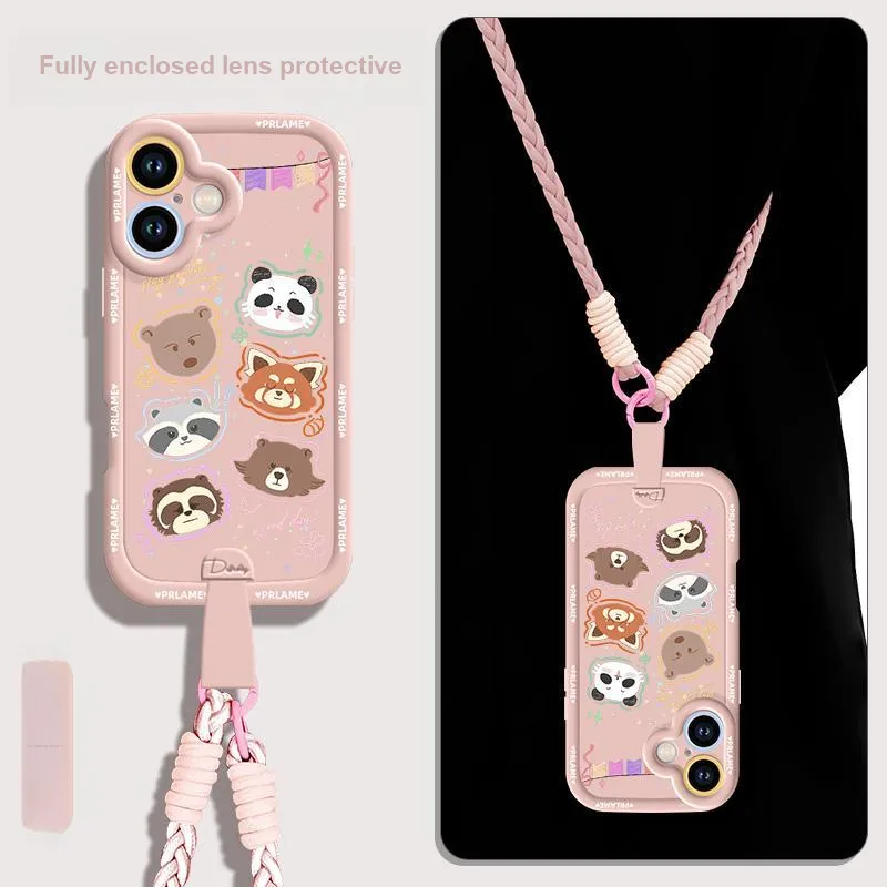 Sen Dog Silicone Material Cartoon With Lanyard Crossbody Phone Cases Compatible With Apple 16 Pro Max/Pro/Plus/15/14/13-13
