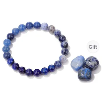 CIROCCO Blue Striped Stone Jade Bracelets Unisex