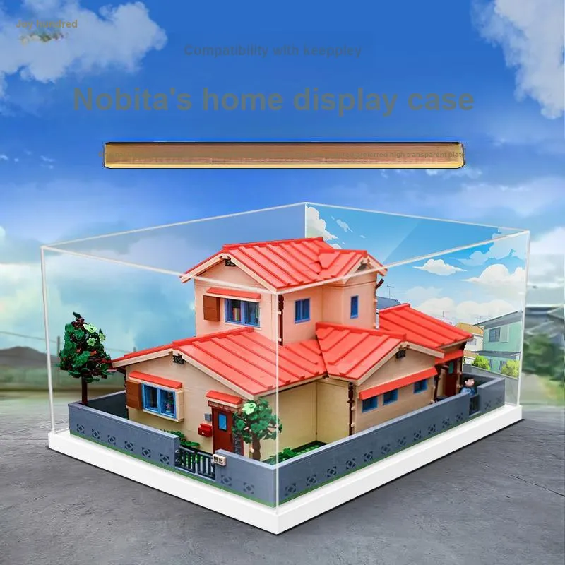 LIGHT YOUR BRICKS LeiYiBai Compatibility Keeppley Doraemon Nobita's House Display Case Model Accessories-1
