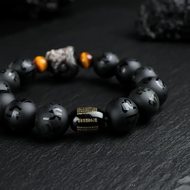 With The Heart Of The Jade Obsidian Bracelets Unisex-4