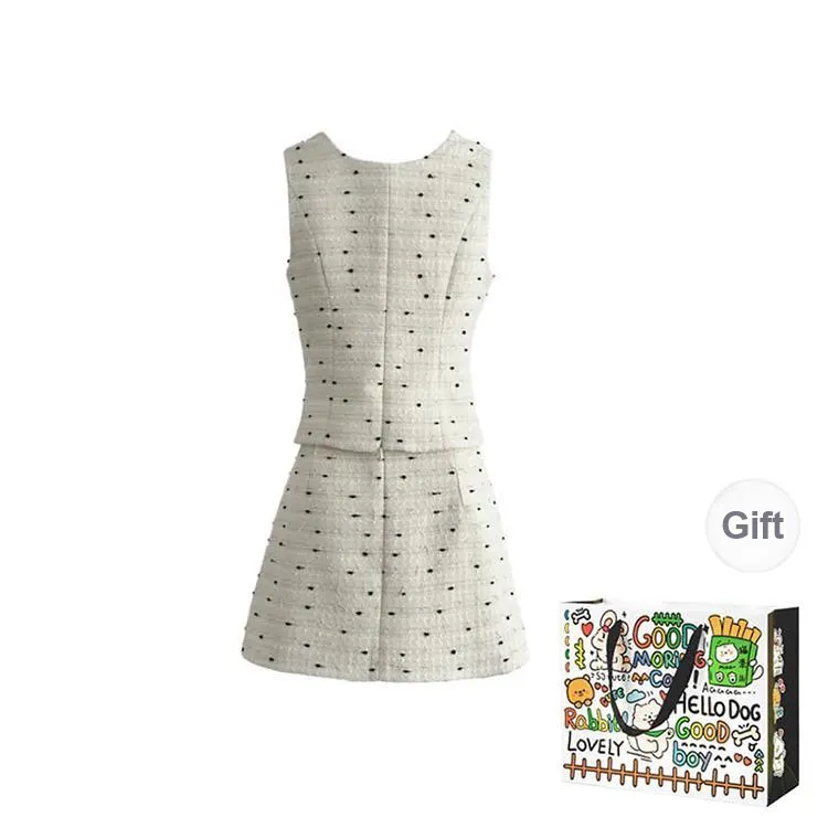 DEDY Two Piece Skirt Sets Women's White Set Shopping Bag-1