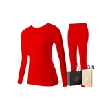Women's Crew Neck Set (Red) 100% cotton Lace Trim Neckline/Shopping Bag Included