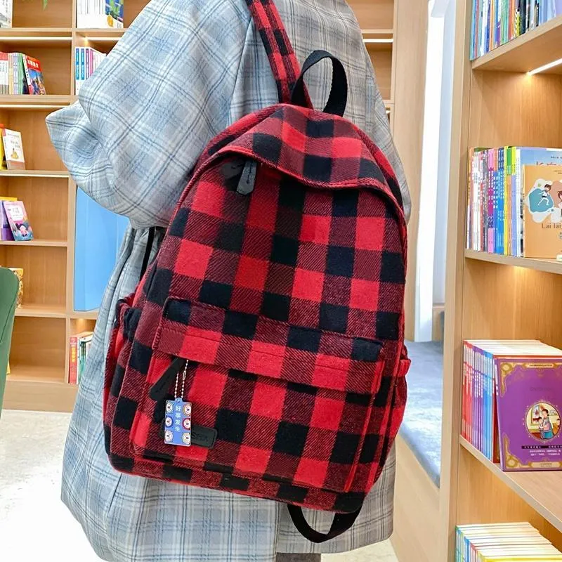 Yalu Nylon Backpack Unisex Black/Red/Blue/Green/Coffee-8