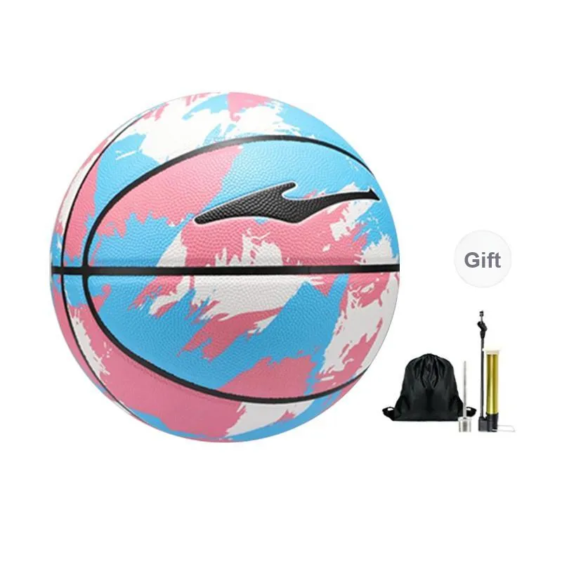 Erke PU Basketball Pink Blue Size 7 Training Unisex-1