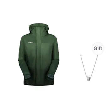 MAMMUT Microlayer 2.0 HS Water-Resistant Windbreaker Jacket Unisex Forest Green With Free Necklaces