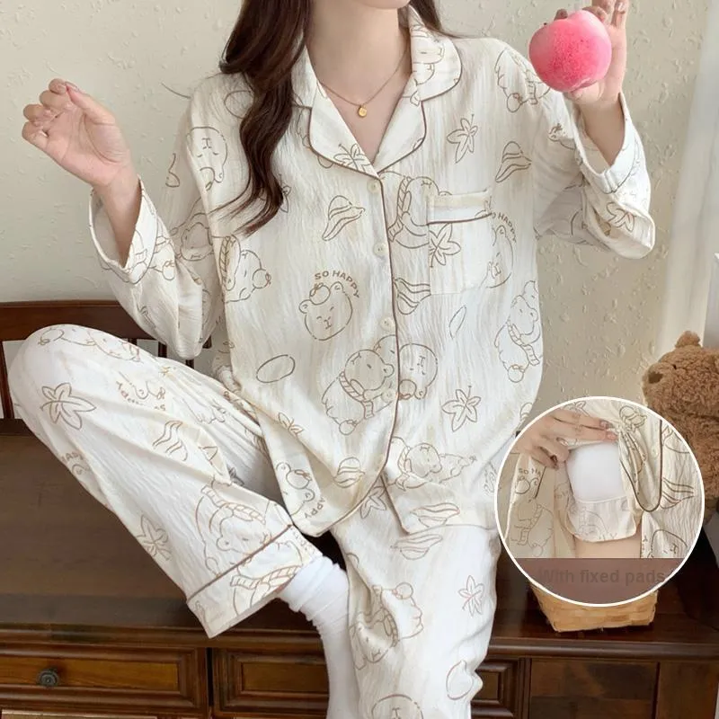 CAIHENGTONG Pajama Set Women's Simple Brush Cartoon-1