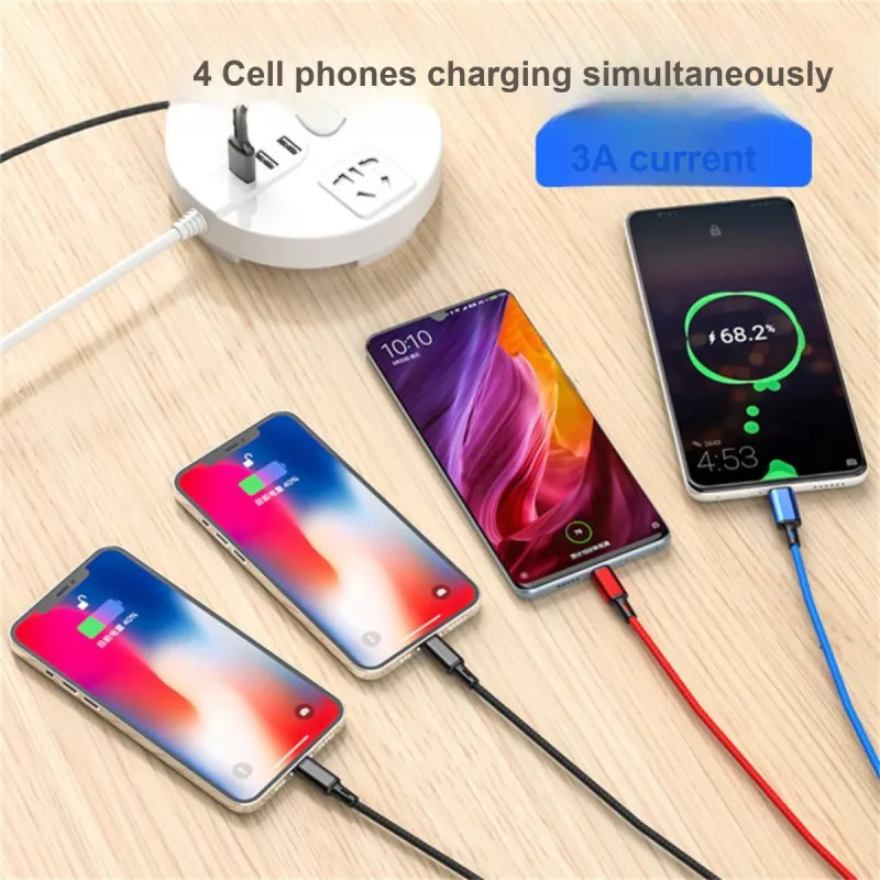 X IT 1.2m All in one Four in One Cable Compatibility Apple Huawei Android Multifunction Yarn Multi Head Cell Phone All-3