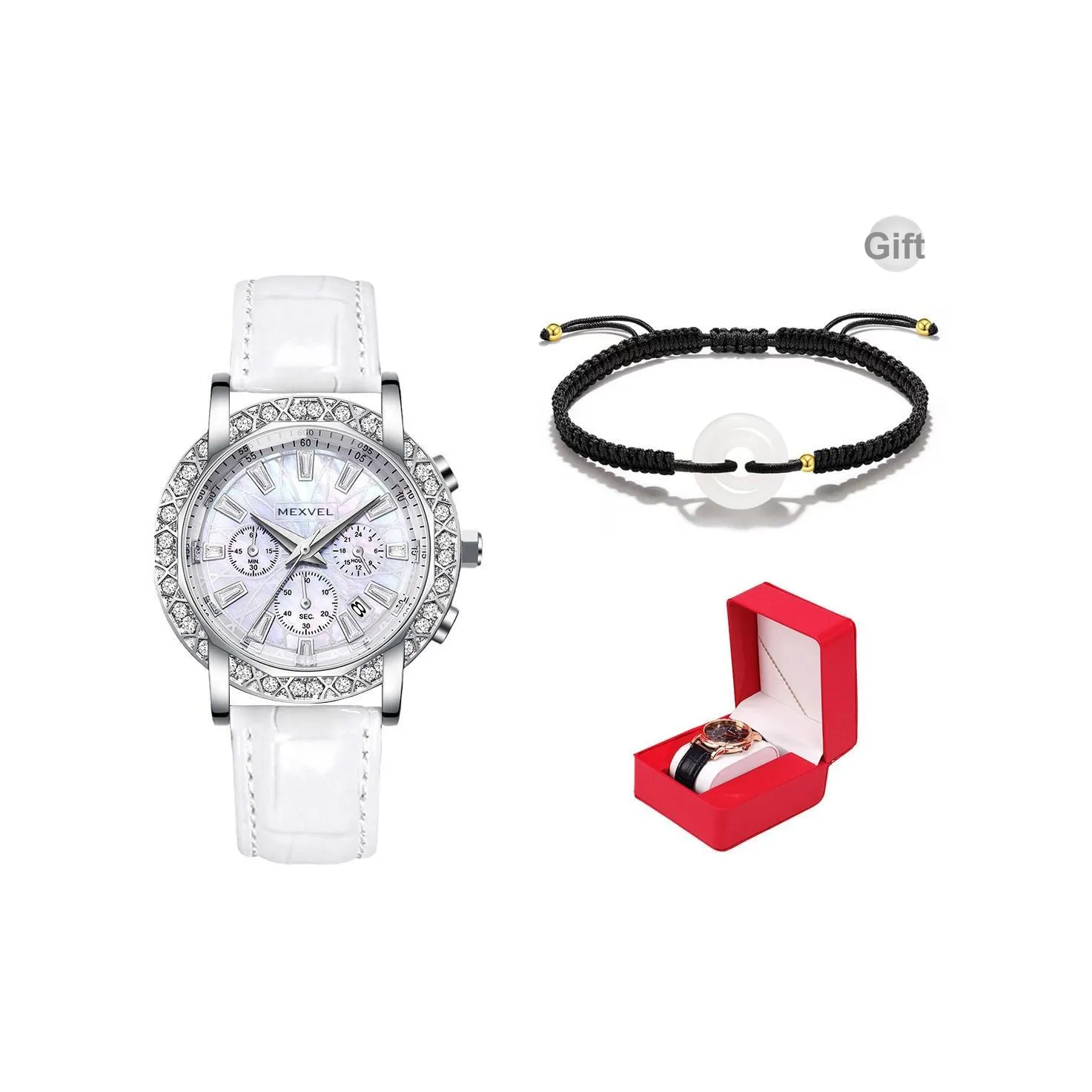 MEXVEL Кварцевый механизм Женские часы 36мм*36мм*10мм Белый