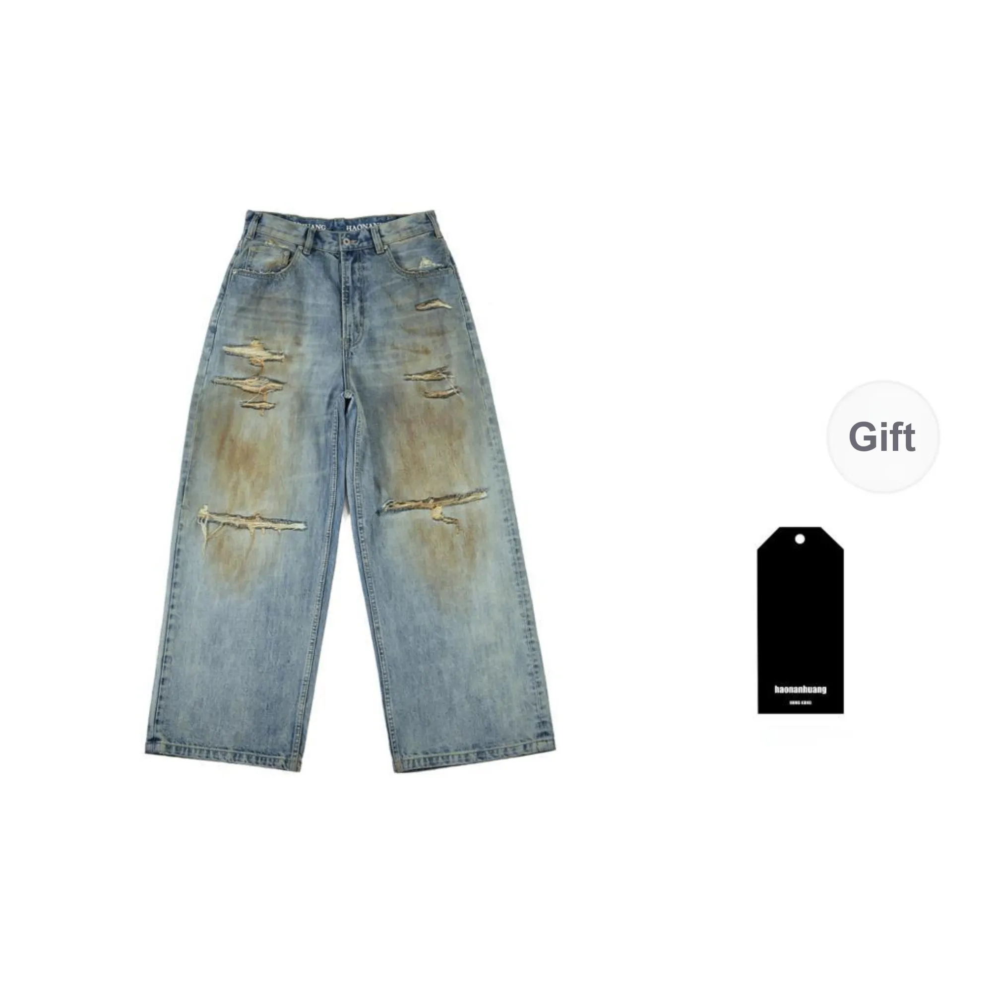 Haonanhuang Jeans Unisex Blue