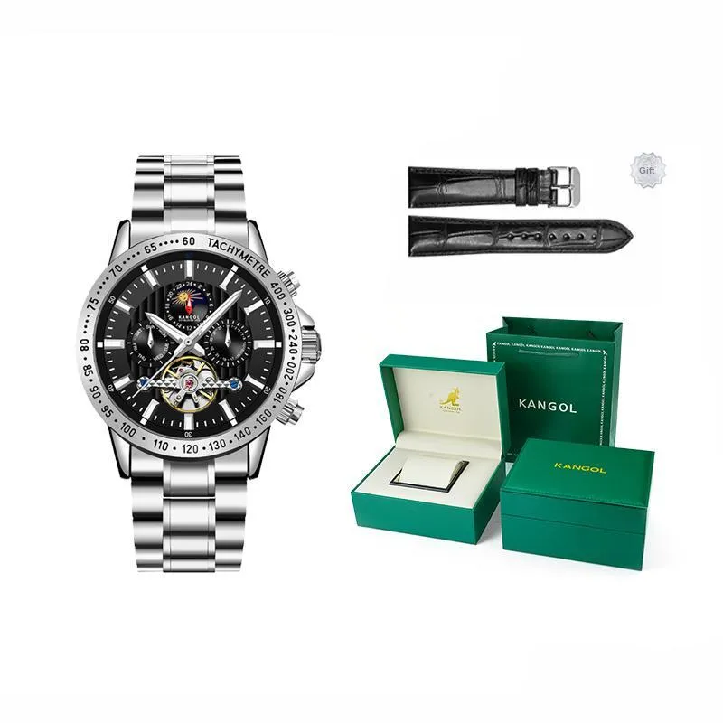 KANGOL Interstellar Series Automatic Mechanical Movement Stainless Steel Strap Watch Men's Watches Black Dial-27