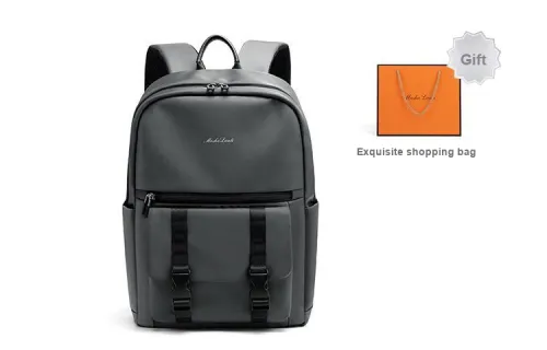 MashaLanti Microfiber Synthetic Leather Laptop Backpack Large Size Men's Black/Smoke Gray