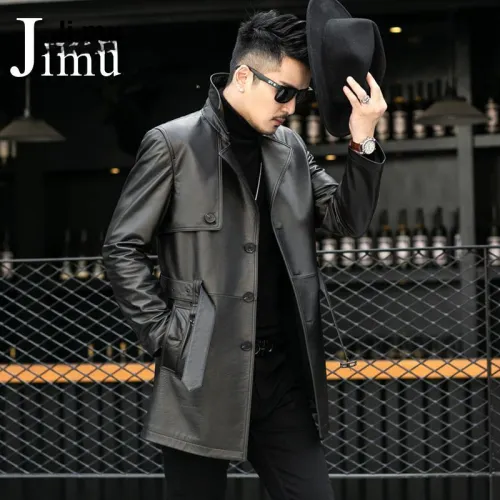 JIMU Leather Jacket Men's Black