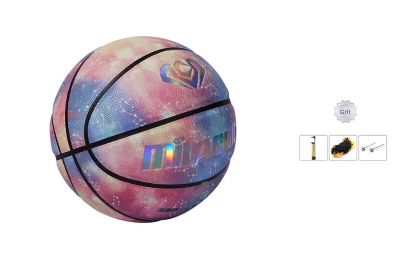 MILACHIC PU Basketball Camouflage Size 7 Glow in The Dark Training Unisex-1