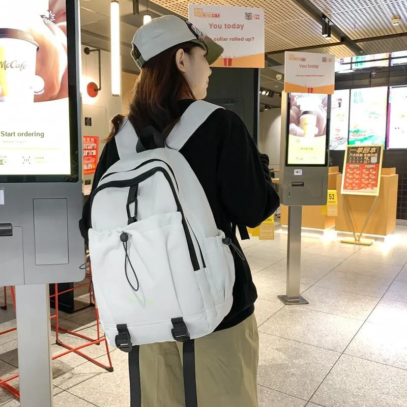 XIANGSU Nylon Backpack Unisex Red/Pink White/Black-12