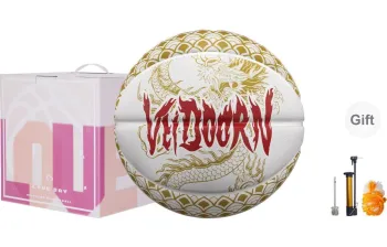 VEIDOORN Rubber Basketball White Gold Size 7 Street Training Unisex