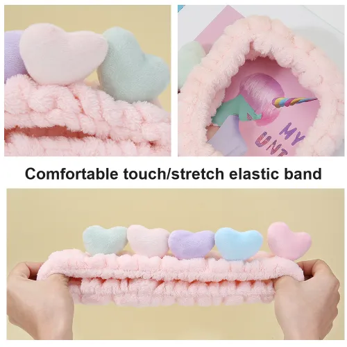 LMLTOP Heart Lock Hair Band Coral Fleece Face Hair Band Makeup Removal Face Sponge Hairdressing Tools Water Absorption