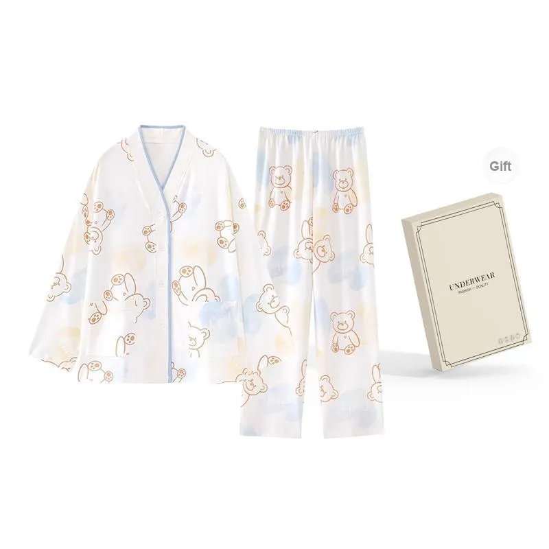 O'MESIK Pajama Set Women's Gift Box Set White-0