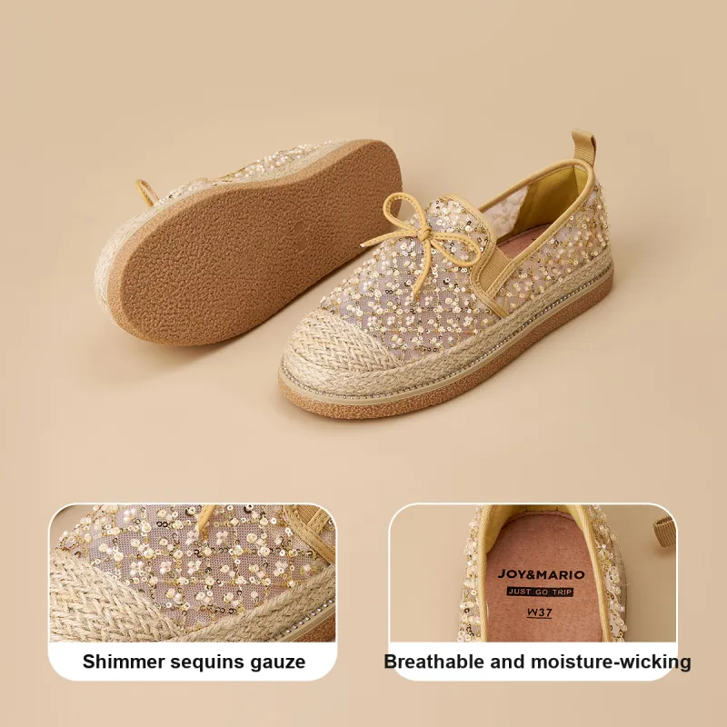 Joy&Mario Espadrilles Women's Black/Gold/Ecru-16