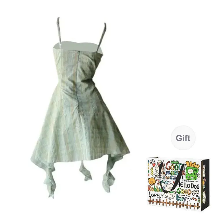 OURUOKE Slip Dresses Women's Green Dress Shopping Bag-1
