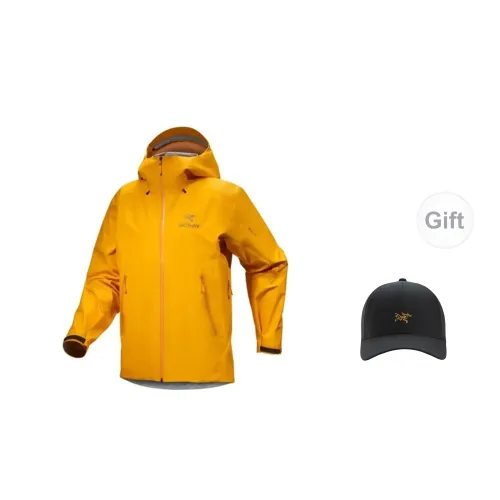 Arcteryx Alpha Series Windbreaker Jackets Men Bright Yellow With Free Hat