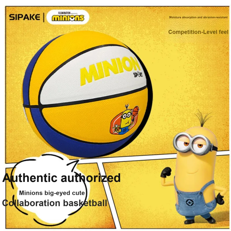 SIPAKESPORT x MINIONS PU Basketball Blue Yellow White Size 7 Ball Match-6