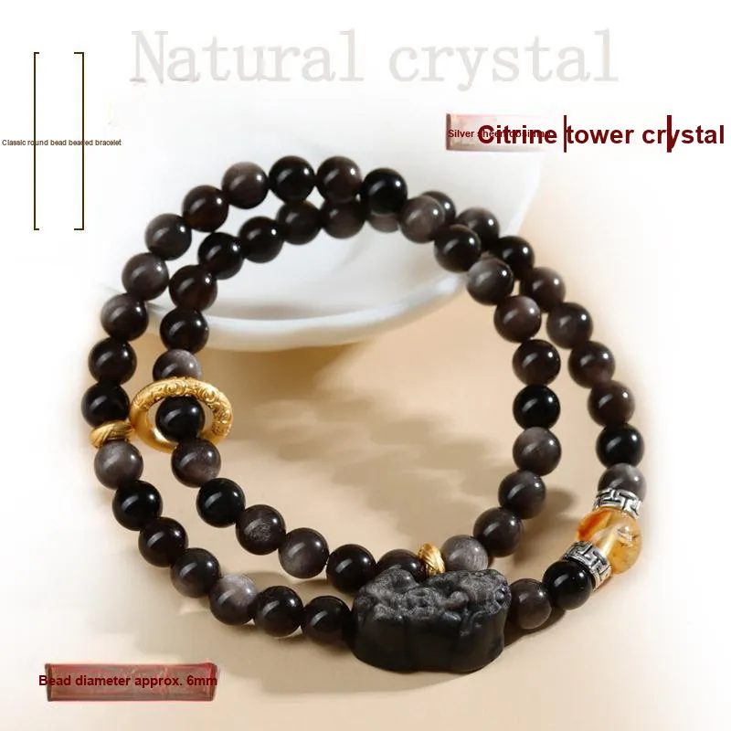 YUGONGYUAN Obsidian Bracelets Unisex-2