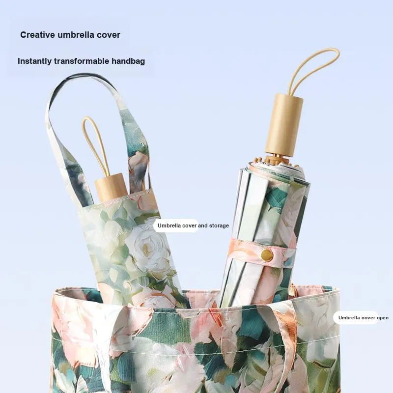 Imono Hand Open Folding Umbrella Rain And Sun Protection-4