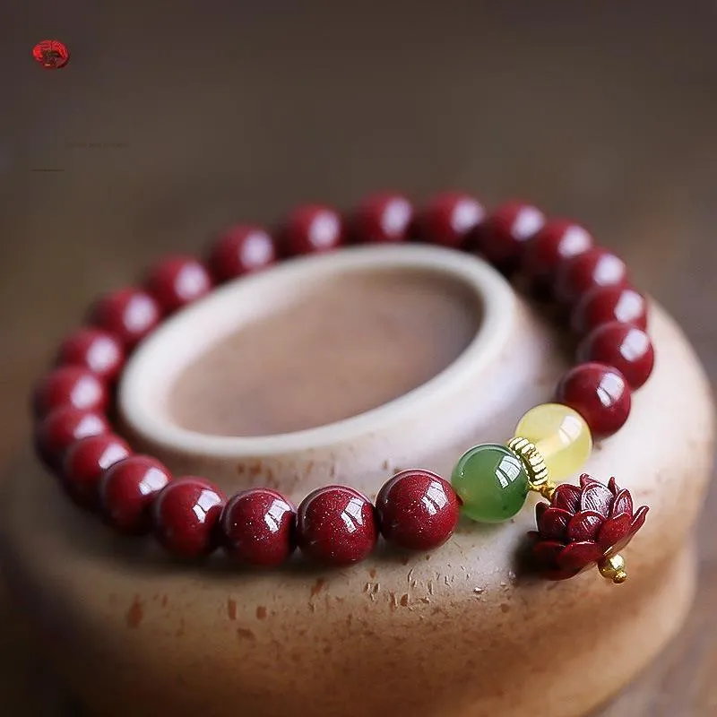 WUMZK Reconstructed Cinnabar Bracelets Unisex-3