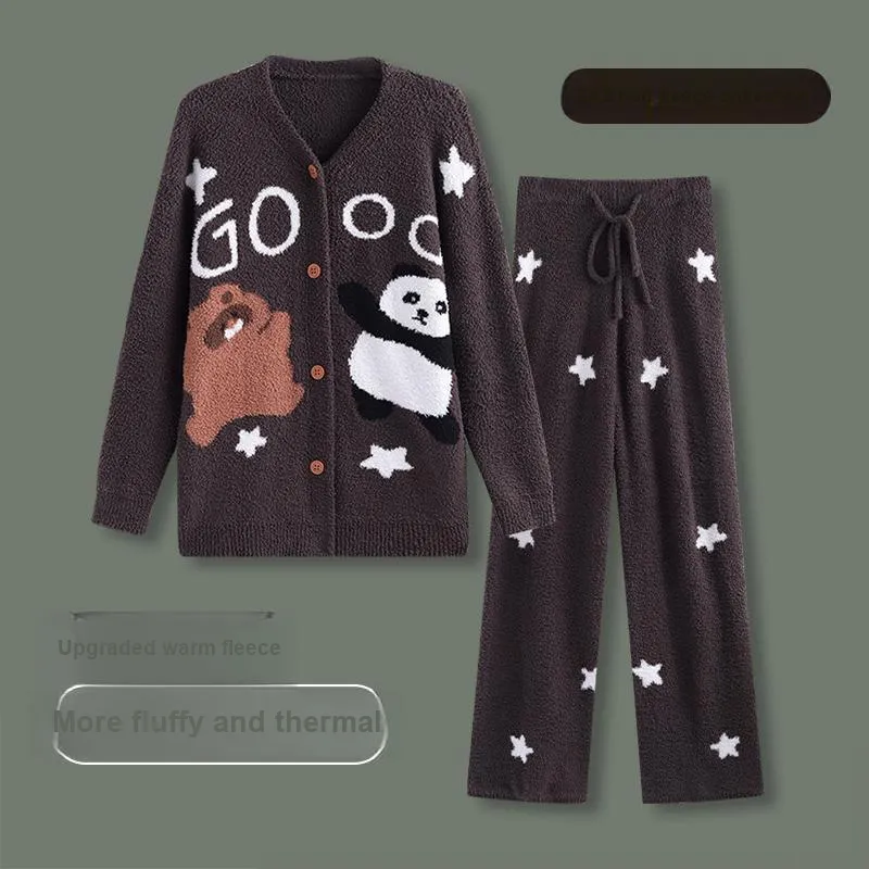Wabi Town Pajama Set Women's Brown-1