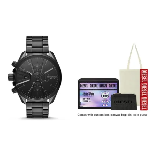 DIESEL MS9 CHRONO Collection Мужские часы Кварцевый механизм Ремешок из нержавеющей стали 48 мм Черный циферблат Мужские часы DZ4537