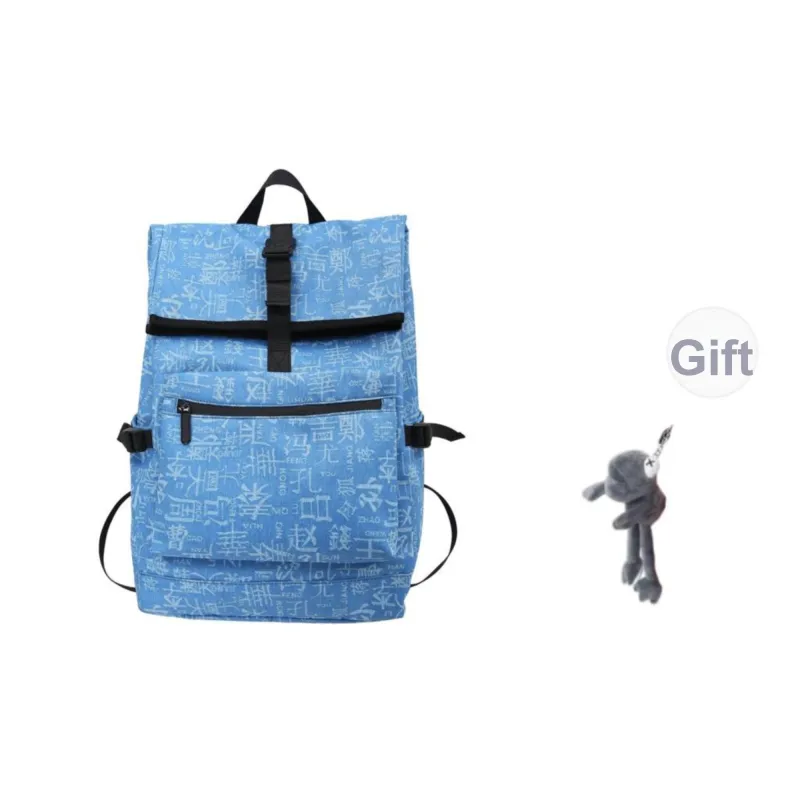 BRABOSTON Fabric Backpack Unisex Black/Light Blue/Denim Blue-8