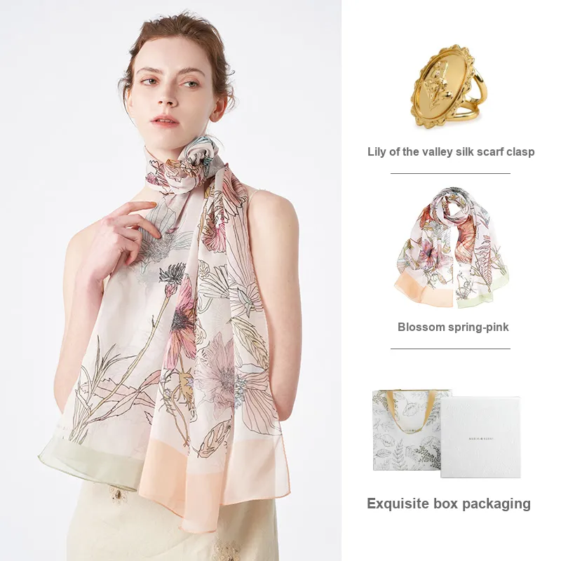 MARJAKURKI Silk Long Scarf Women's-7