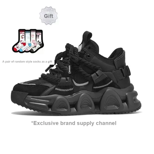 Masongarments Windstorm Collection Chunky Sneakers Unisex Mid-Top Obsidian Black