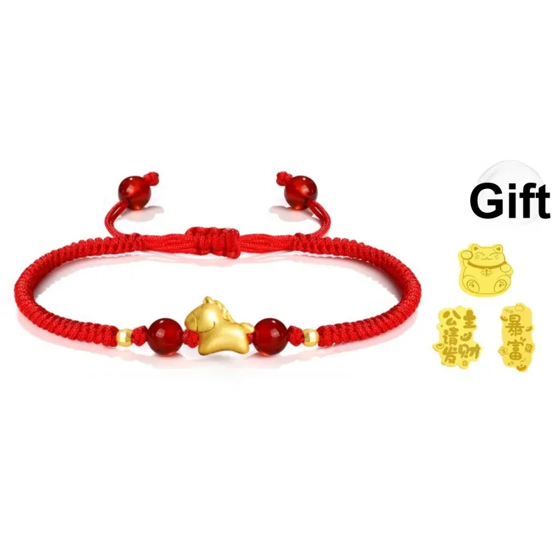 Lao Feng Xiang Natural Agate Bracelets Unisex-24