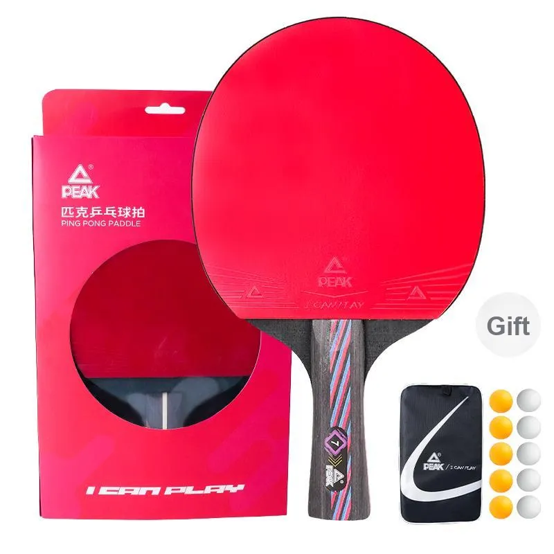 PEAK Ping Pong Paddles Unisex 7 Layer Solid Wood Black Red-2