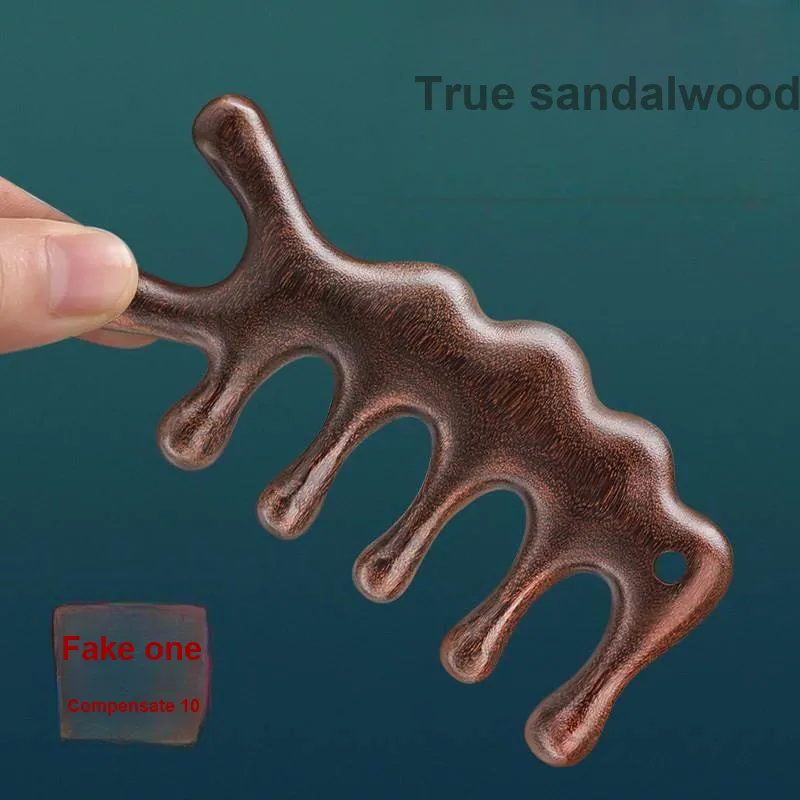 SHITIAN Head Therapy Comb Caterpillar Comb Natural Golden Sandalwood Wooden Comb Head Meridian Massage-1