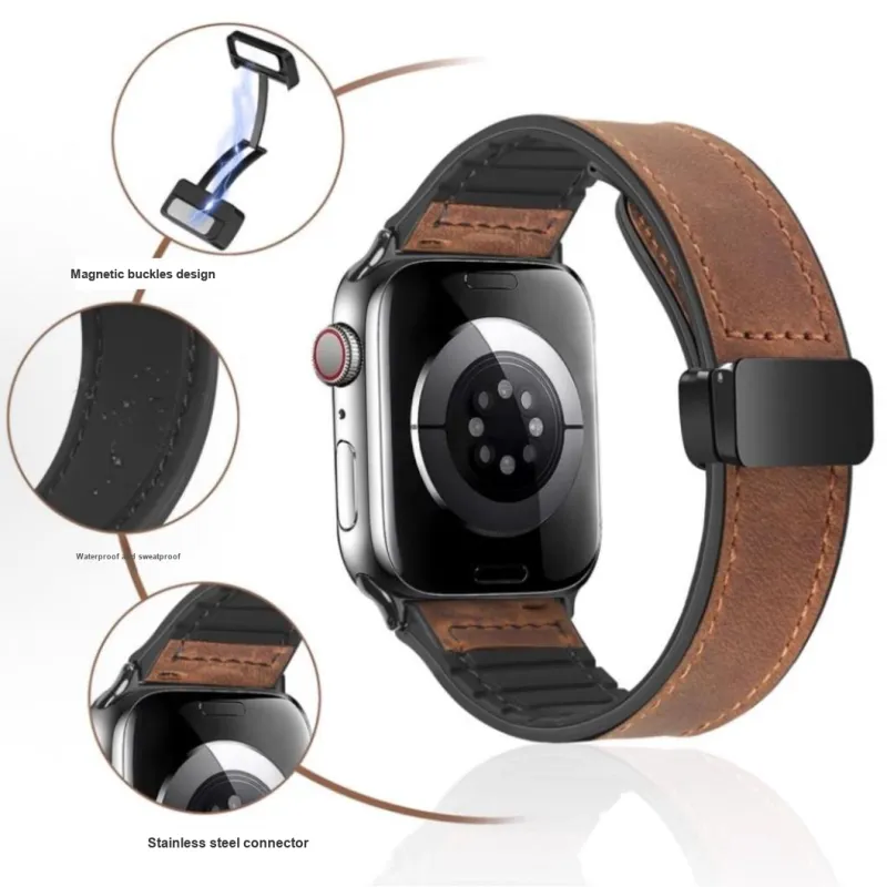 KVZUVUU IwatchS10/s9/8/7/6/Ultra Apple Compatibility Watch Band Leather Material-8