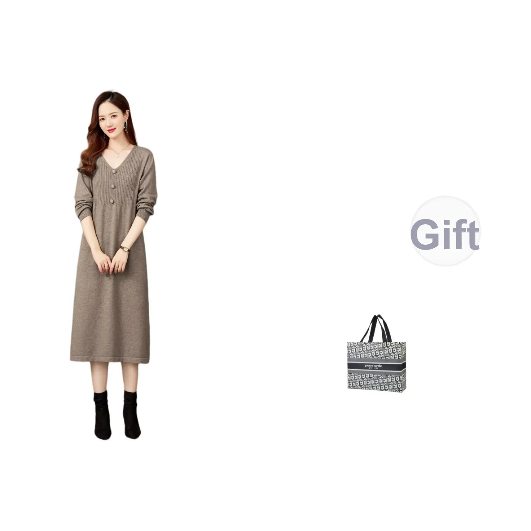 PIERRE CARDIN Длинное платье с длинными рукавами женское