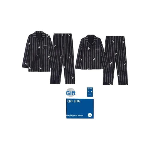 Qin Jing Пижамный комплект Унисекс Черные полосы