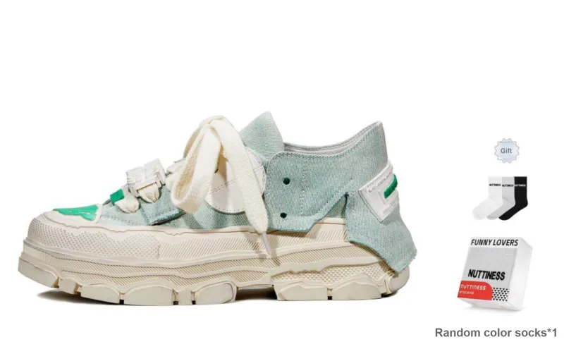 NUTTINESS Skateboard Shoes Unisex Low Top Light Green-1
