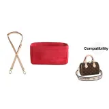 1.5cm-Width 2-Section Adjustable Vegetable Tanned Leather+Speedy 20 Red Liner