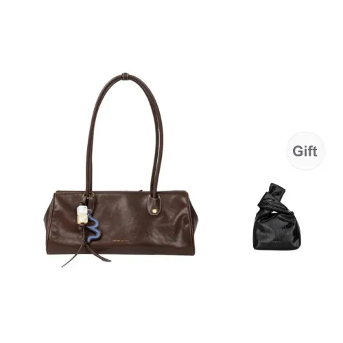 OMI Cow Head Leather Shoulder Bag Regular Women's Dark Iron Black/Pinecone Brown/Cinnamon Brown