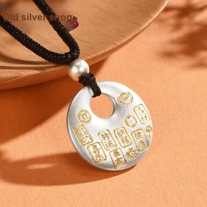 Wylyp 999 Fine Silver Necklaces Women's Traditional Style Gold Tracing-2