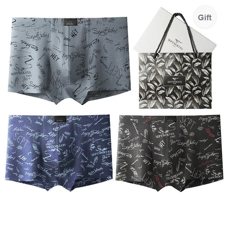 SEPTWOLVES Underwear Gift Box Men's 3 Pack Gift Box Set+Shopping Bag-0