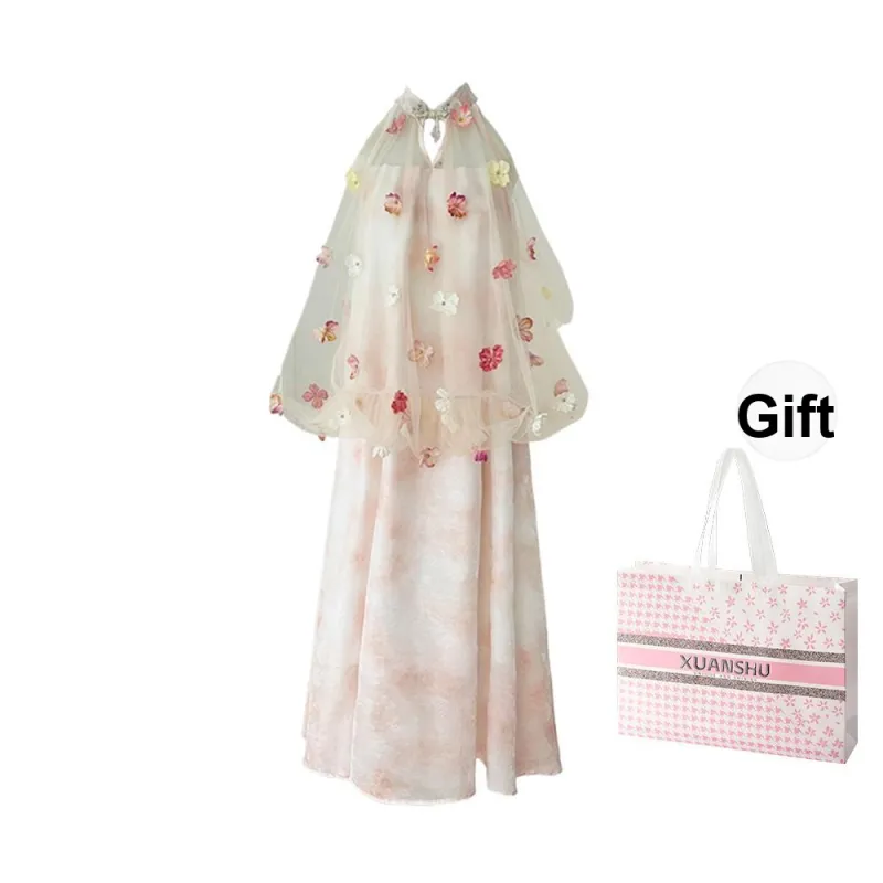 Fashion Sleeveless Dress Women's Romantic Pink-3