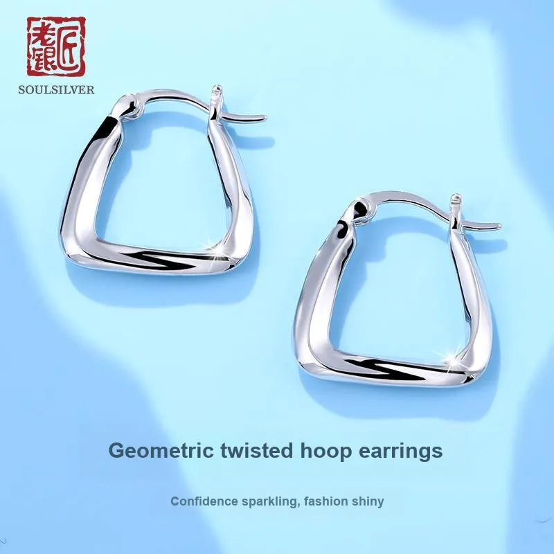 LAOYINJIANG S925 Silver Sterling Silver Hoop Earrings Women's-3