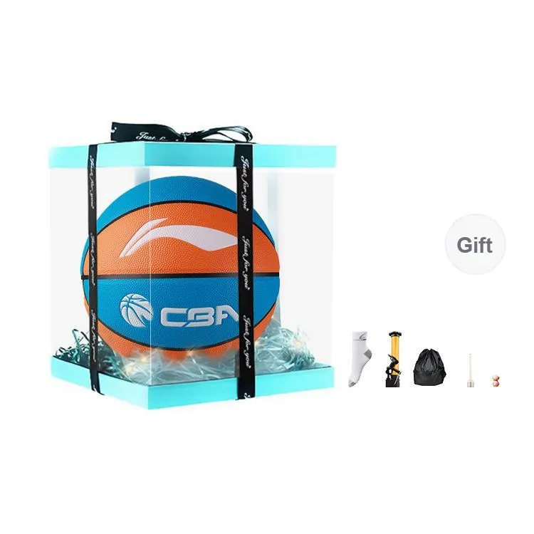 LiNing CBA Collection PU Basketball Blue Brown Size 7 Ball Match Unisex-4