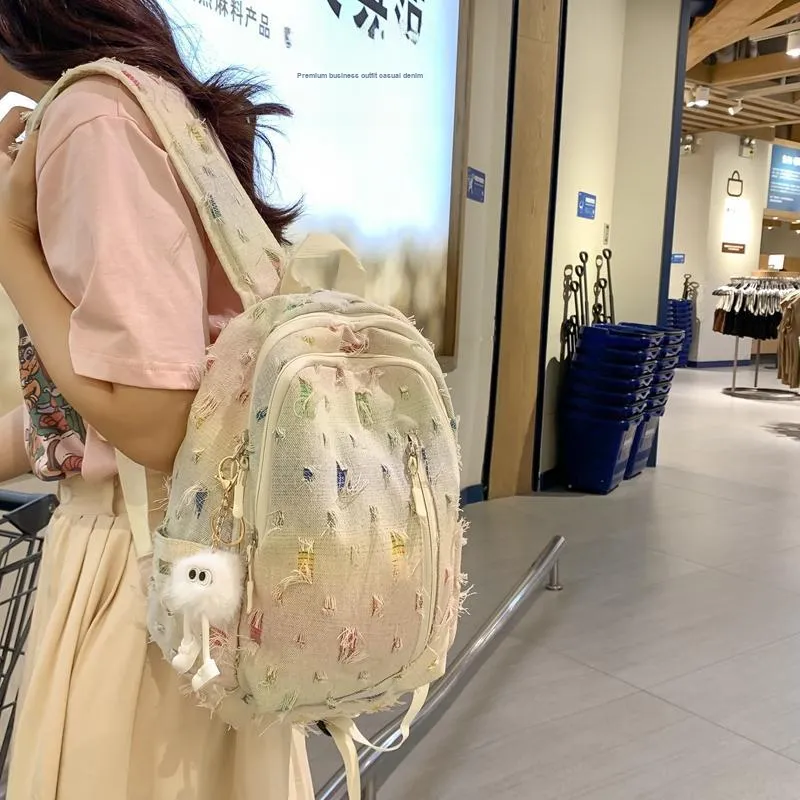 Cwatcun Canvas Backpack Women's Beige Small Plaid/Beige Large Plaid-6