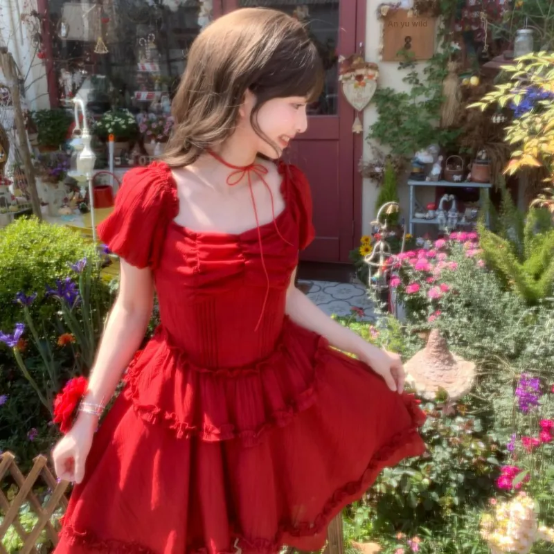 SNBL Short Sleeved Dress Women's Red-1