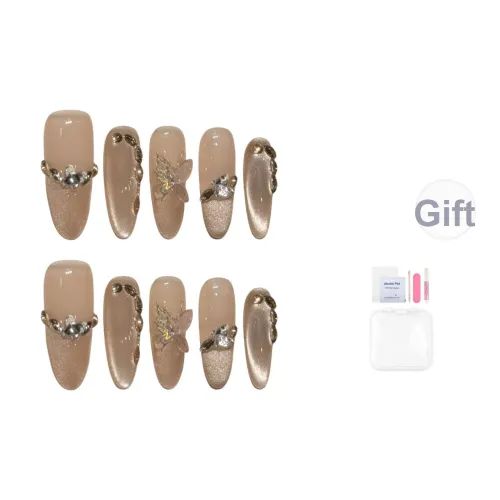 Song Biography Мягкий Шампанское золото Стразы False Nail MID Длина (размер в длину) Телесный цвет Однотонный 30MM